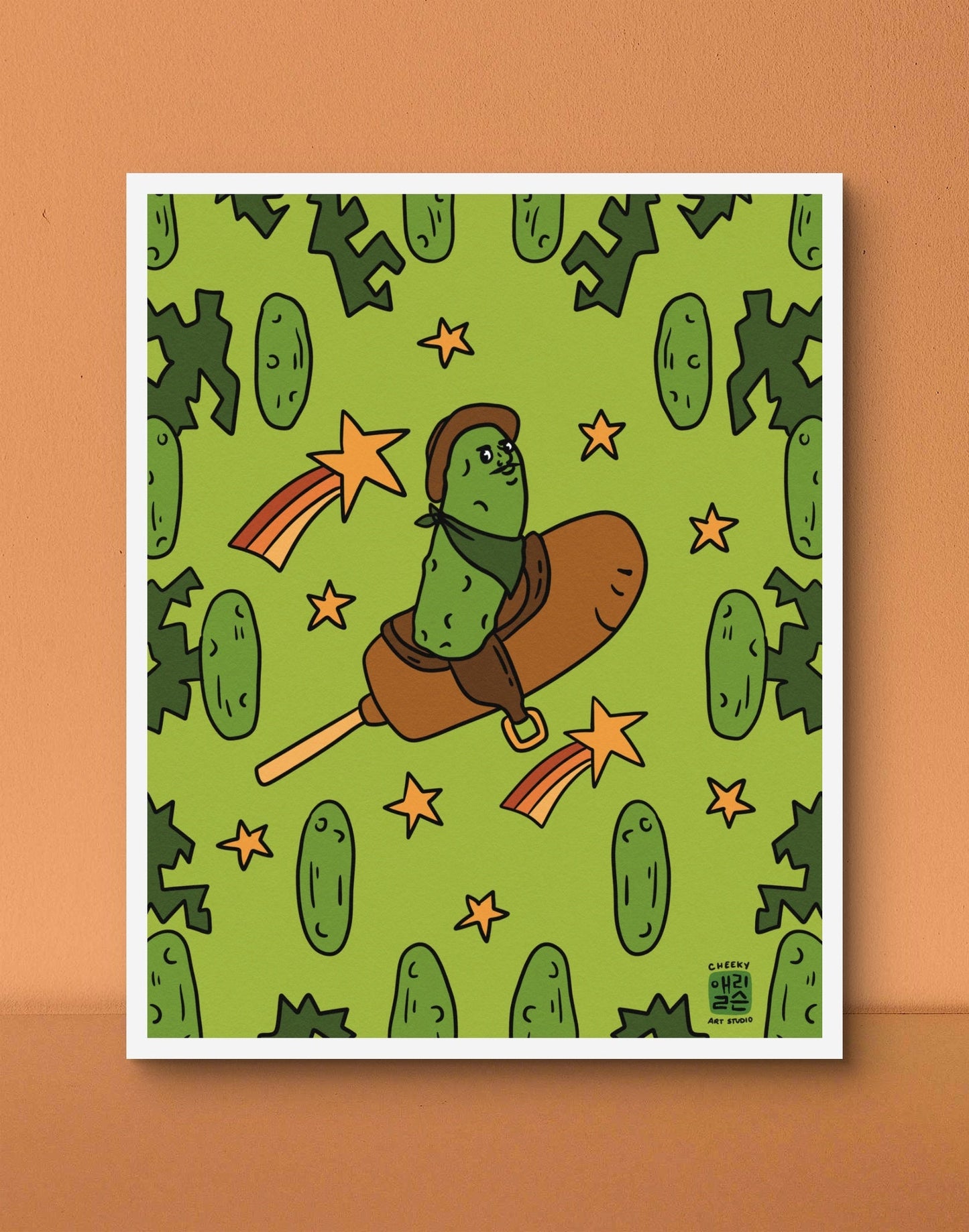 Pickle World Domination Art Print - Cheeky Art Studio - art - Corn dog - Corndog - Artwork - Portland, Oregon - Asian American Artist