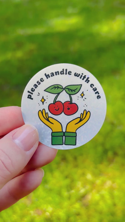 Handle With Care Cherries Vinyl Sticker