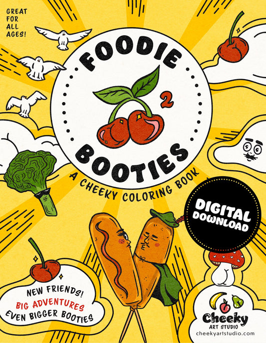 Print At Home! Foodie Booties 2: A Cheeky Coloring Book - Cheeky Art Studio-allison thompson-allisthompson-Apple