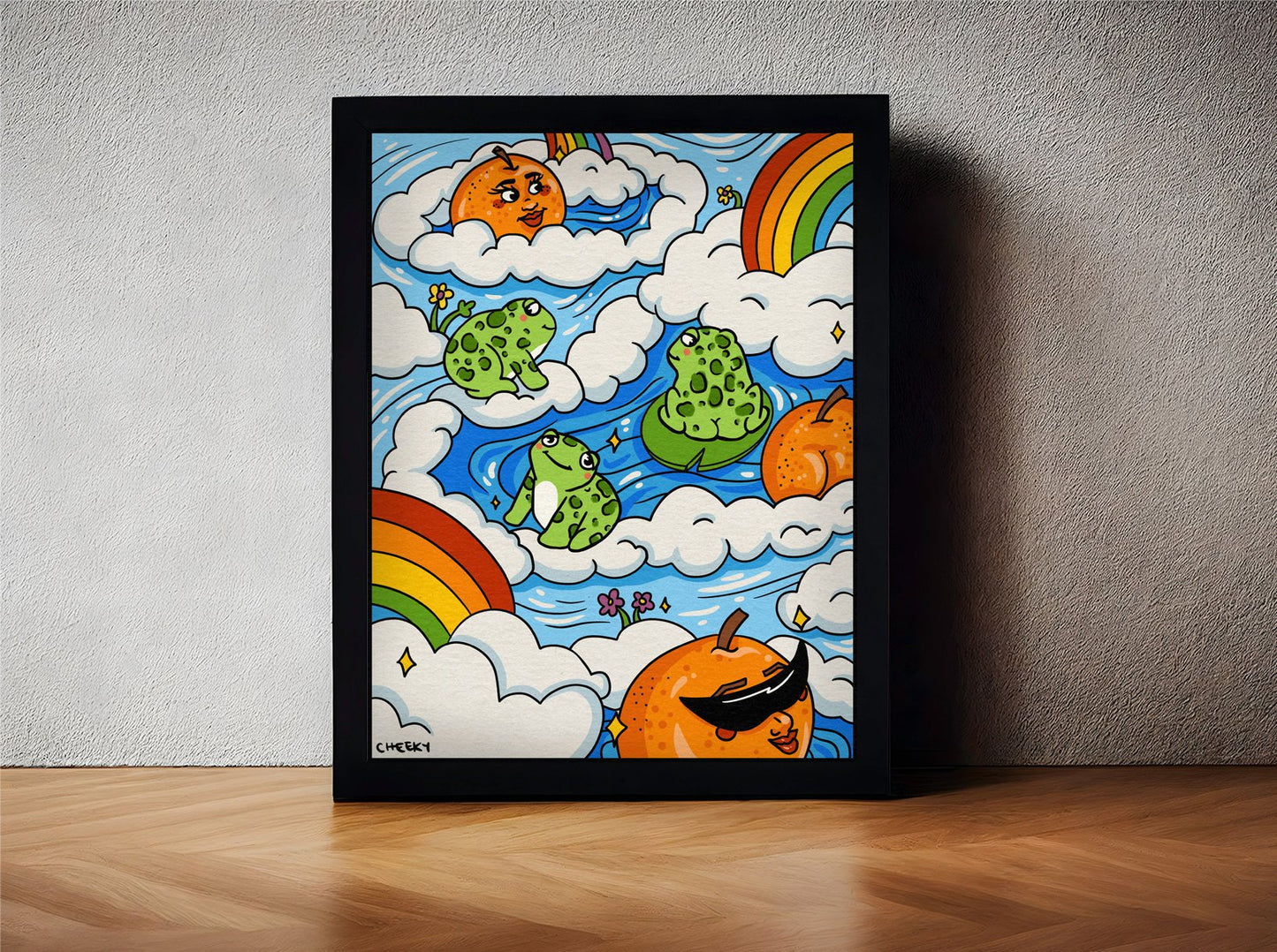 Splish Splash Art Print - Cheeky Art Studio - art - Frog - orange - Artwork - Portland, Oregon - Asian American Artist