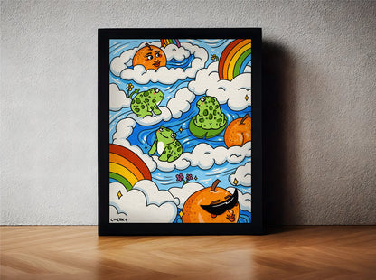 Splish Splash Art Print - Cheeky Art Studio - art - Frog - orange - Artwork - Portland, Oregon - Asian American Artist
