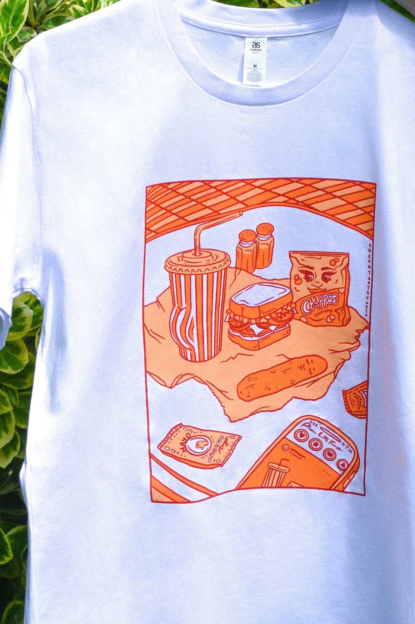 Retro Foodie Tee - Cheeky Art Studio - artist - booties - booty - Shirts & Tops - Portland, Oregon - Asian American Artist