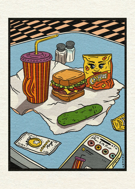 Retro Foodies Art Print - Cheeky Art Studio - art - chippos - diner - Artwork - Portland, Oregon - Asian American Artist