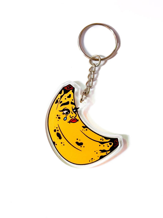 Sad Nanner Keychain - Cheeky Art Studio-banana-bananas-cheeky art studio