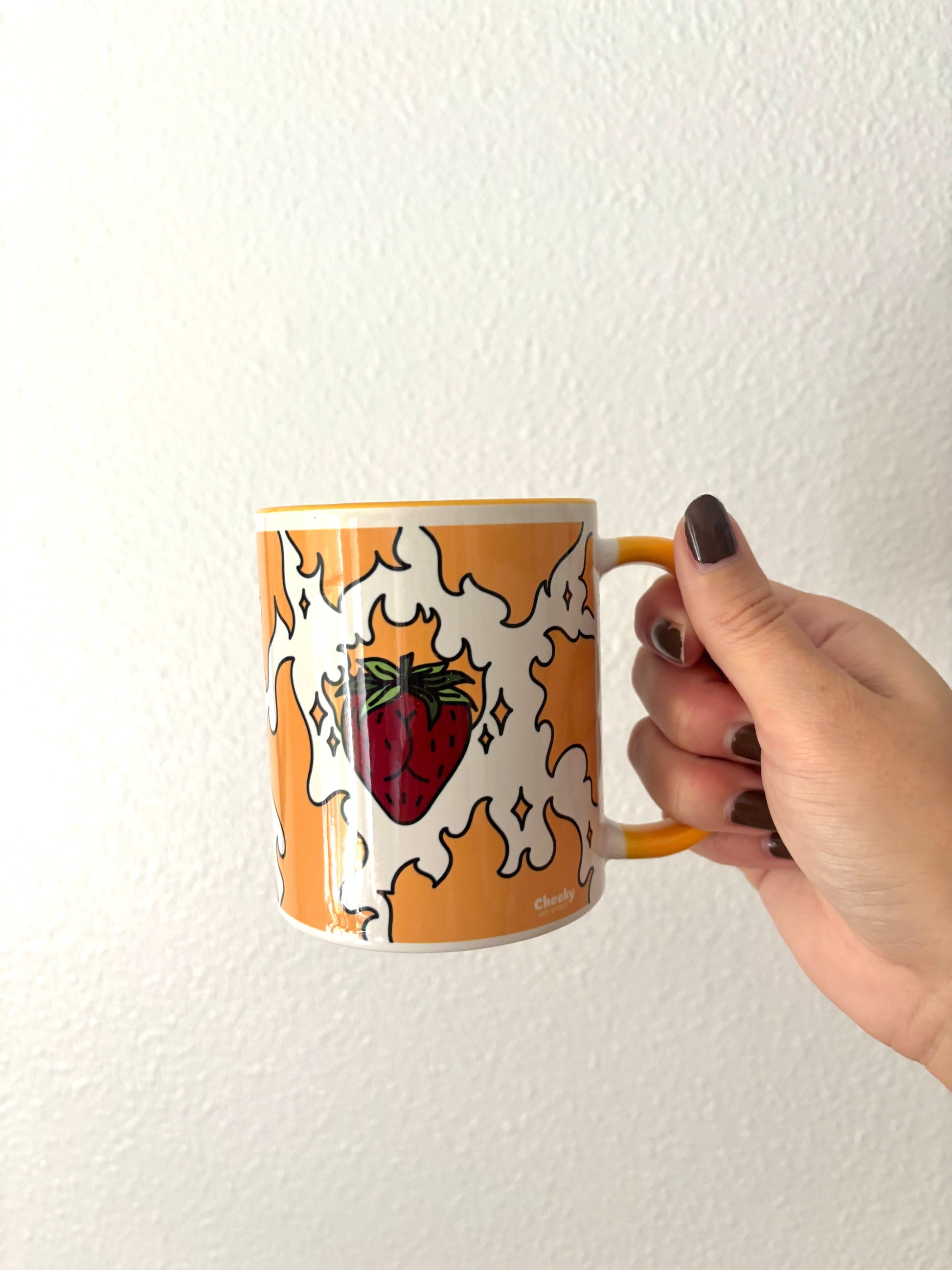 SAMPLE Flamin’ Strawbooty 11oz Mug - Cheeky Art Studio - Adult gifts - allison thompson - allisthompson - Mug - Portland, Oregon - Asian American Artist