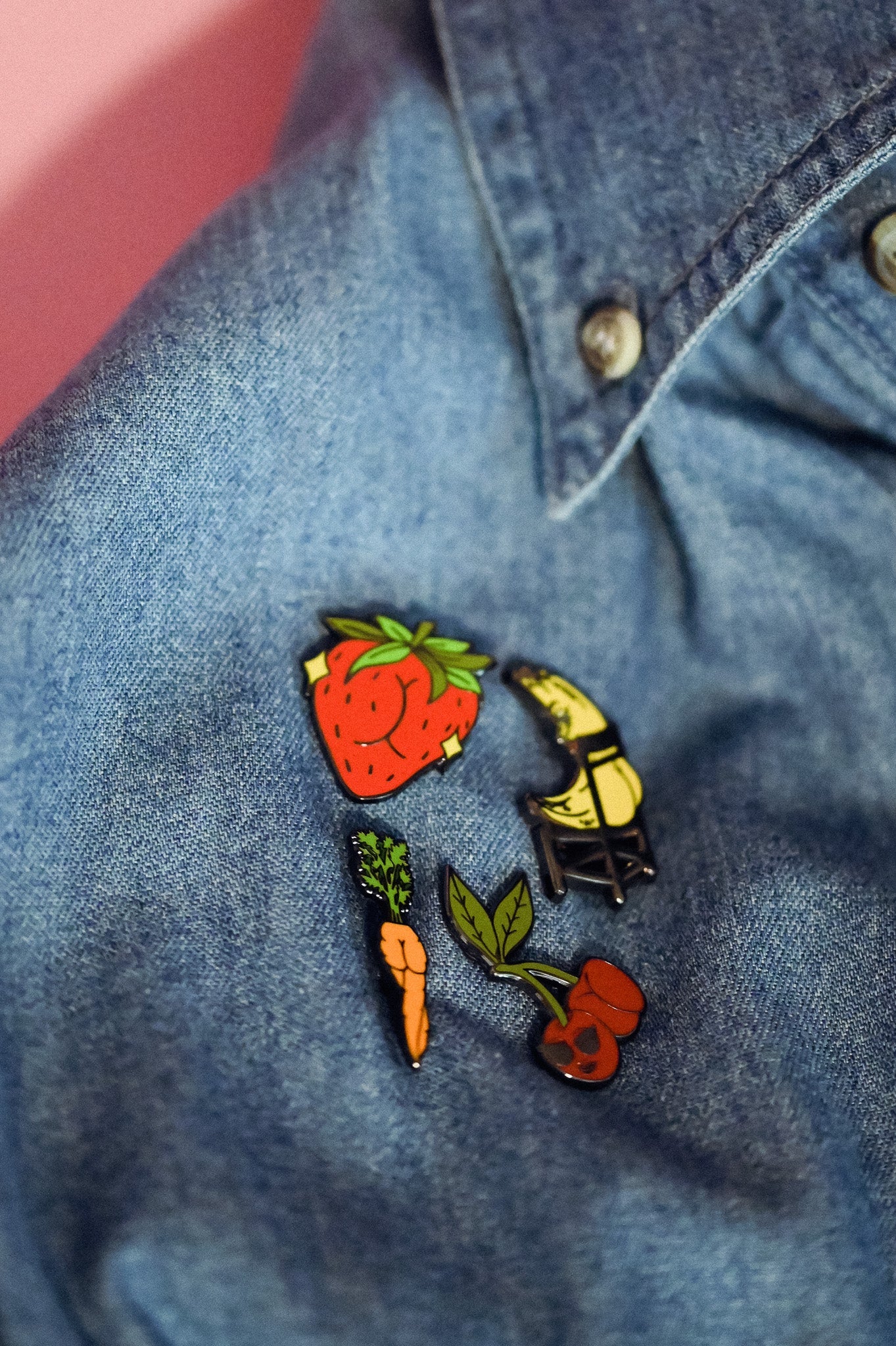 Strawbooty Enamel Pin - Cheeky Art Studio-pin-strawberry-