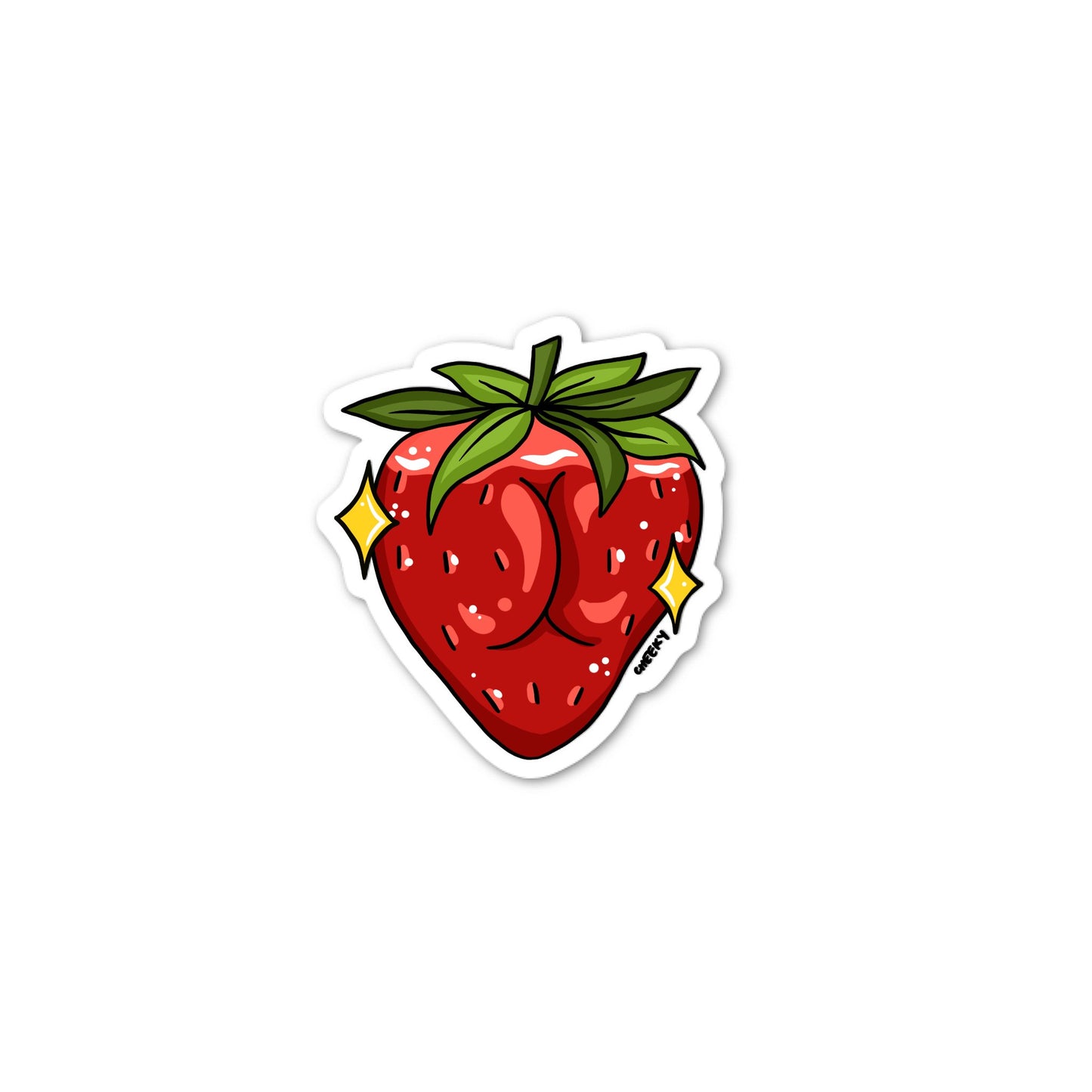 Strawbooty Vinyl Sticker - Cheeky Art Studio-berry-sticker-strawberry