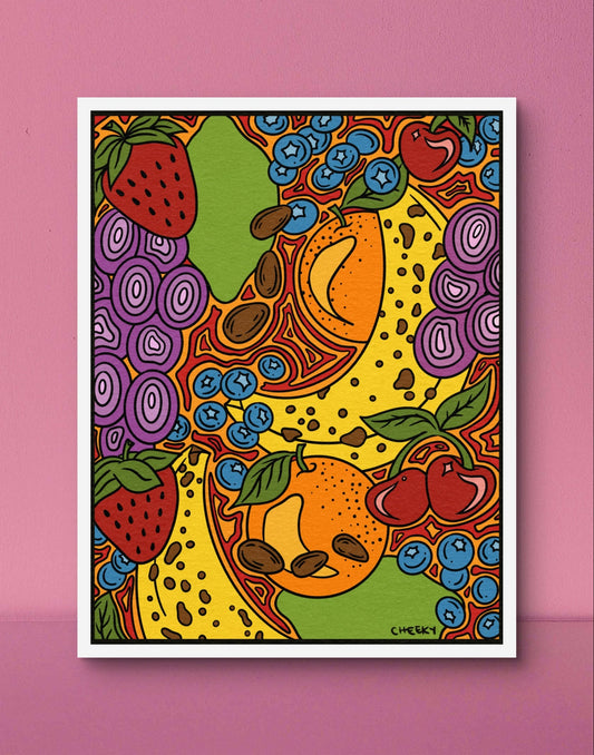 Trippy Fruits Art Print - Cheeky Art Studio - art - banana - cherry - Artwork - Portland, Oregon - Asian American Artist
