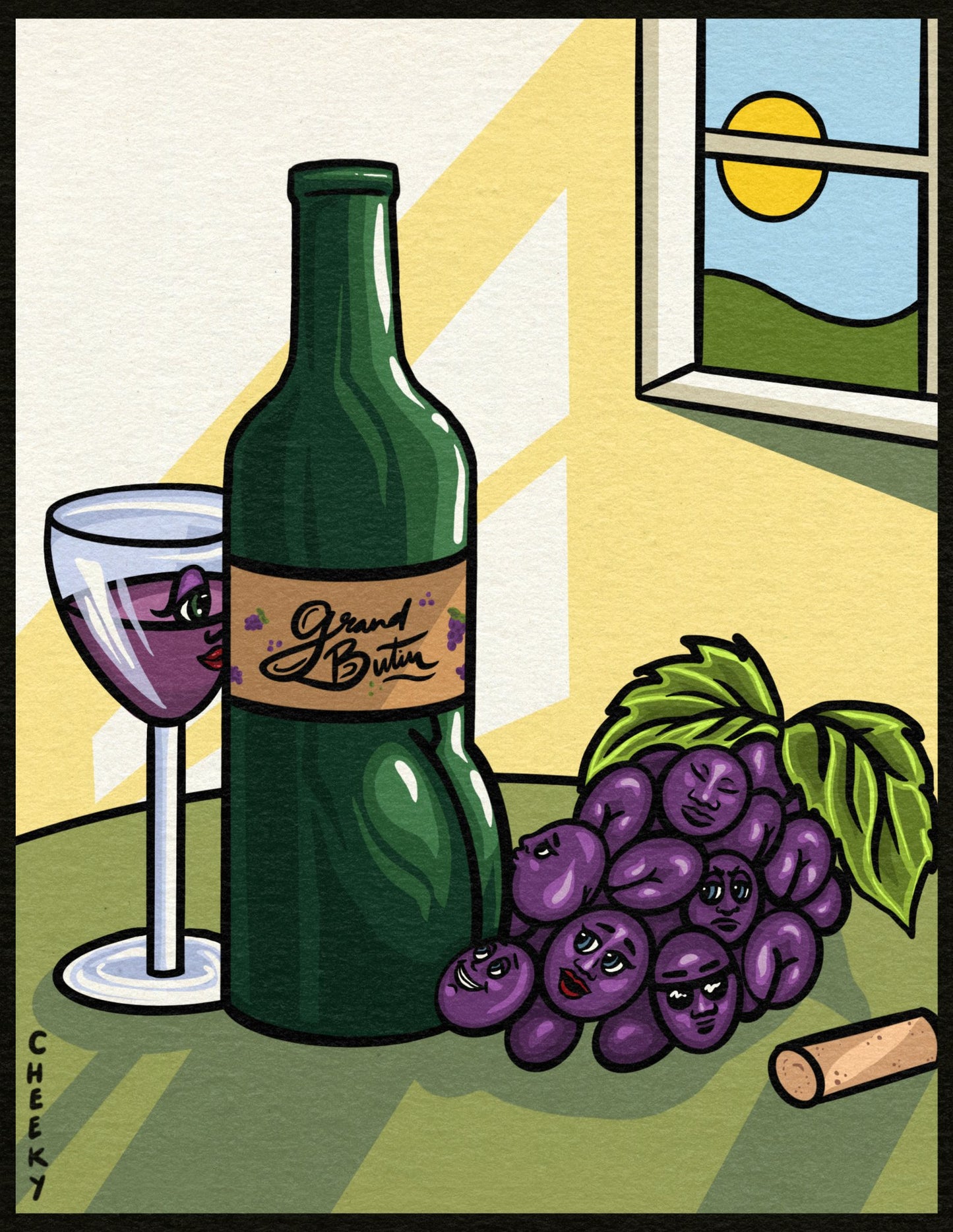 Wine Lovers Affair Art Print - Cheeky Art Studio - art - Grape - print - Artwork - Portland, Oregon - Asian American Artist