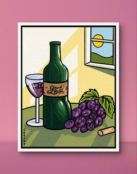 Wine Lovers Affair Art Print - Cheeky Art Studio - art - Grape - print - Artwork - Portland, Oregon - Asian American Artist