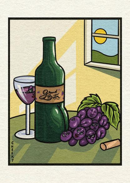 Wine Lovers Affair Art Print - Cheeky Art Studio - art - Grape - print - Artwork - Portland, Oregon - Asian American Artist