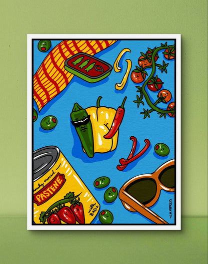 Zesty Picnic Party Art Print - Cheeky Art Studio - art - banana - groceries - Artwork - Portland, Oregon - Asian American Artist