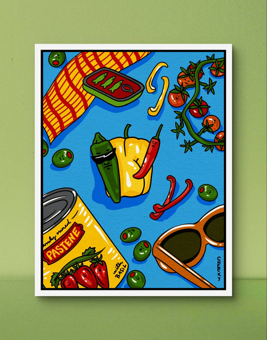 Zesty Picnic Party Art Print - Cheeky Art Studio - art - banana - groceries - Artwork - Portland, Oregon - Asian American Artist