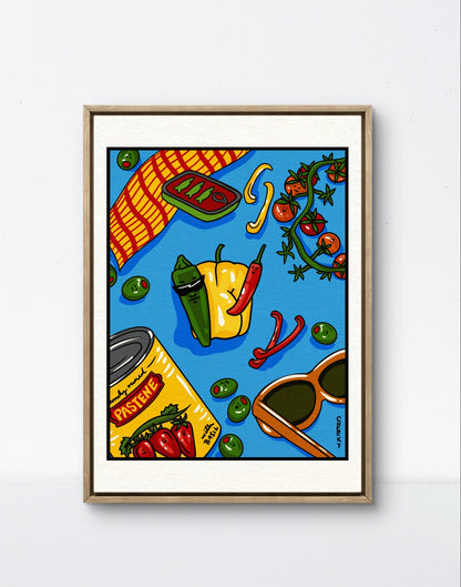Zesty Picnic Party Art Print - Cheeky Art Studio - art - banana - groceries - Artwork - Portland, Oregon - Asian American Artist