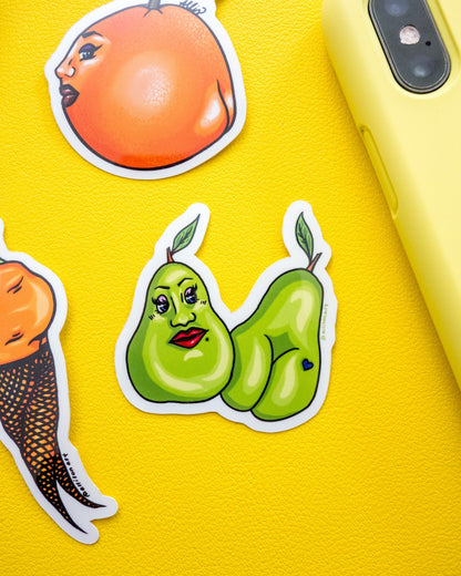 Pear Booty Vinyl Sticker - Cheeky Art Studio