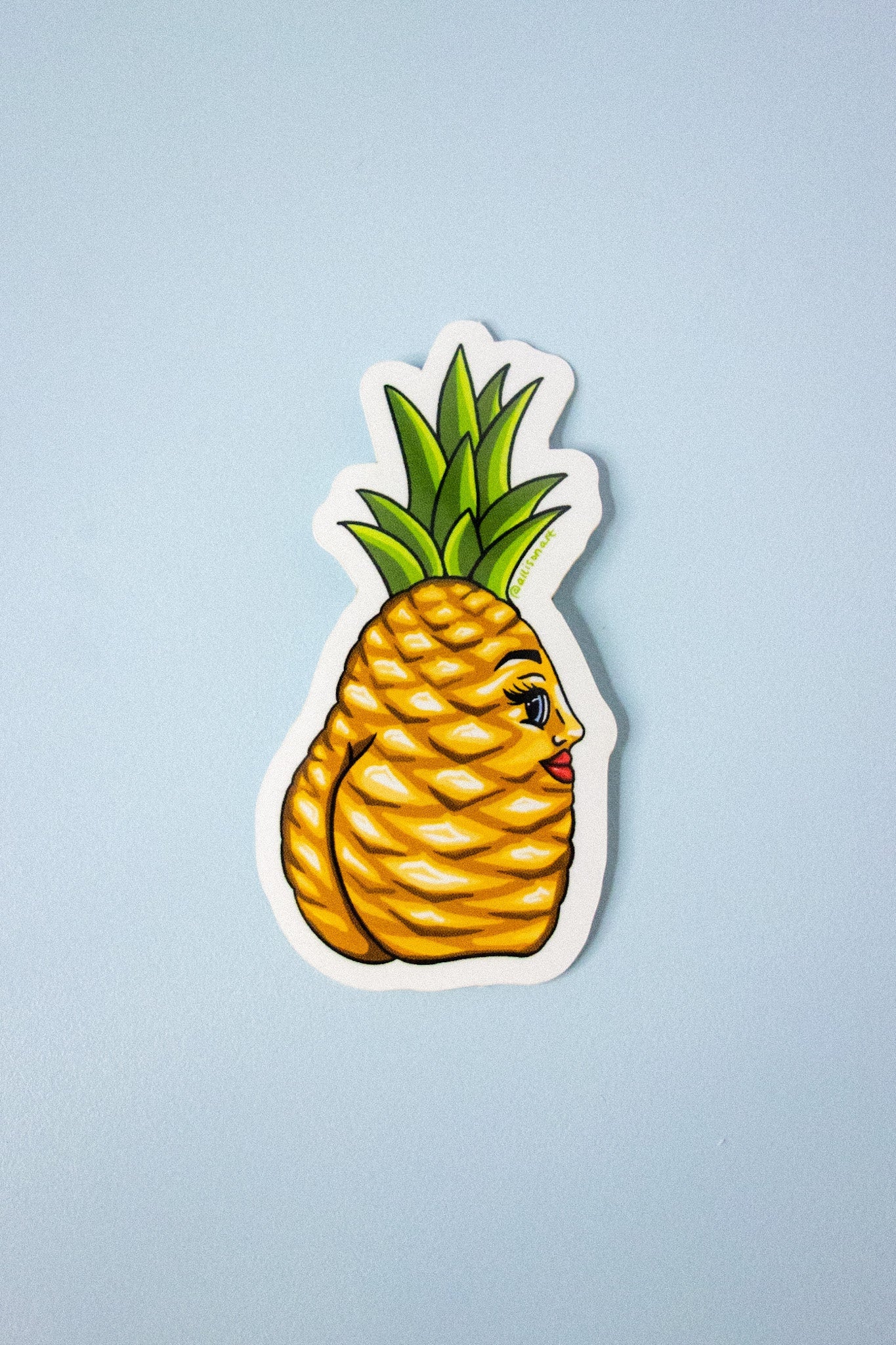 Mrs. Pineapple Booty Vinyl Sticker - Cheeky Art Studio - allison thompson - allisthompson - art - Electronics Stickers & Decals - Portland, Oregon - Asian American Artist