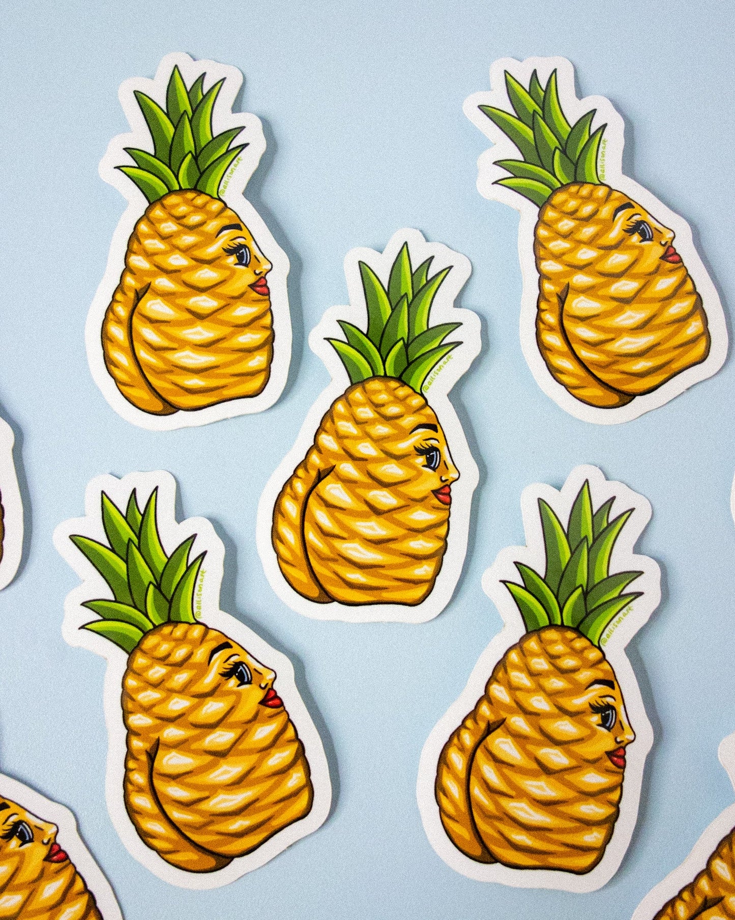 Mrs. Pineapple Booty Vinyl Sticker - Cheeky Art Studio - allison thompson - allisthompson - art - Electronics Stickers & Decals - Portland, Oregon - Asian American Artist