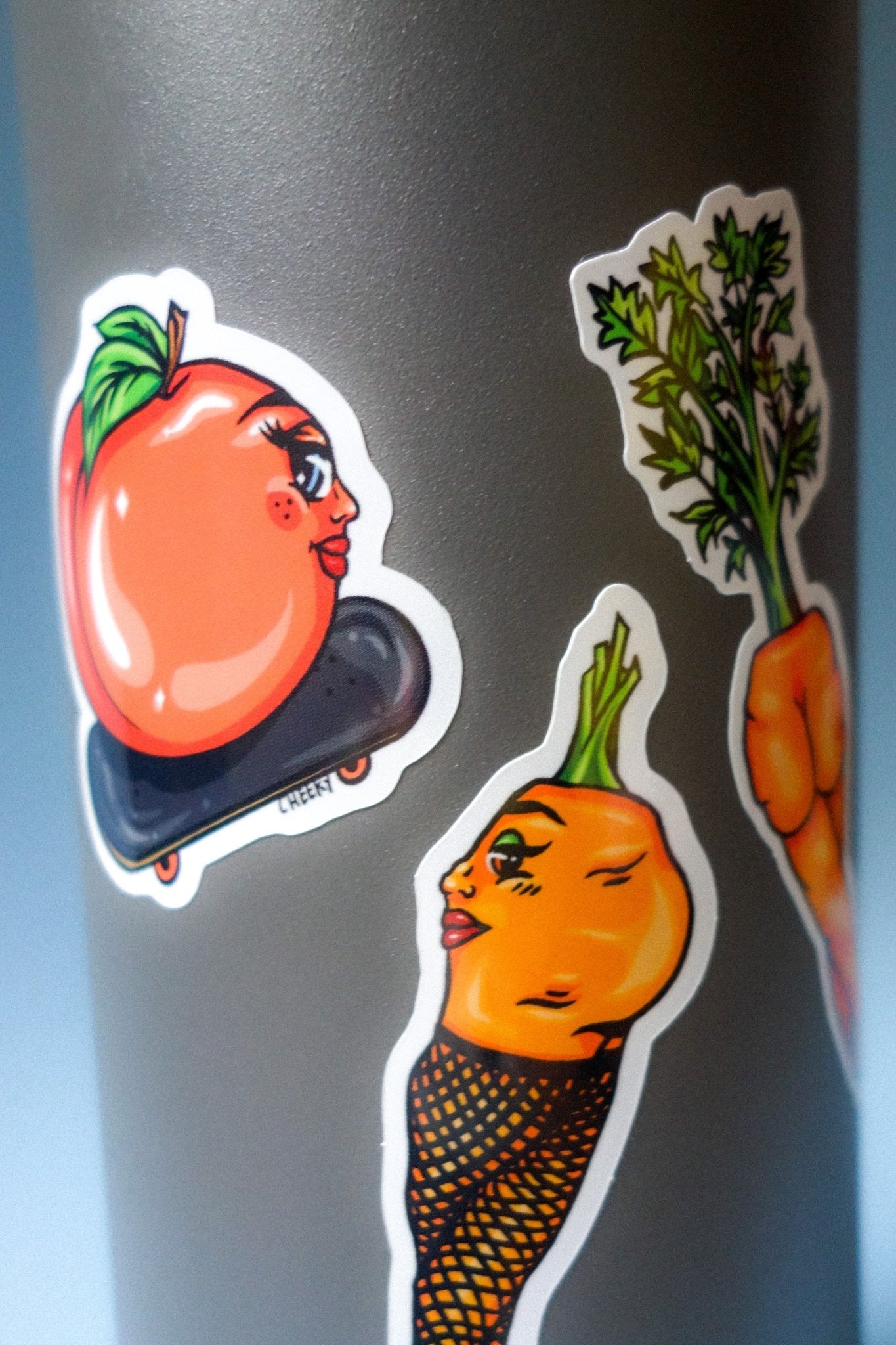 Skater Peach Sticker - Cheeky Art Studio - allison thompson - allisthompson - art - Electronics Stickers & Decals - Portland, Oregon - Asian American Artist
