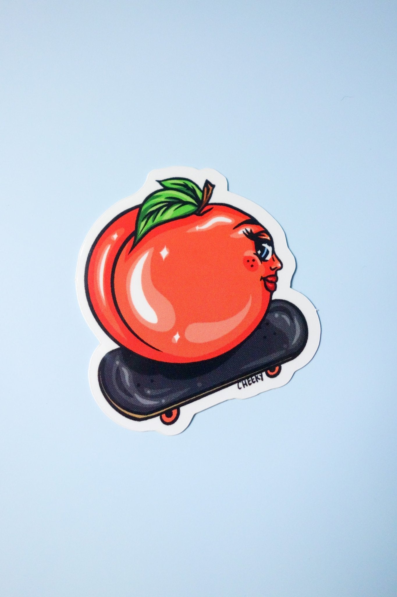 Skater Peach Sticker - Cheeky Art Studio - allison thompson - allisthompson - art - Electronics Stickers & Decals - Portland, Oregon - Asian American Artist