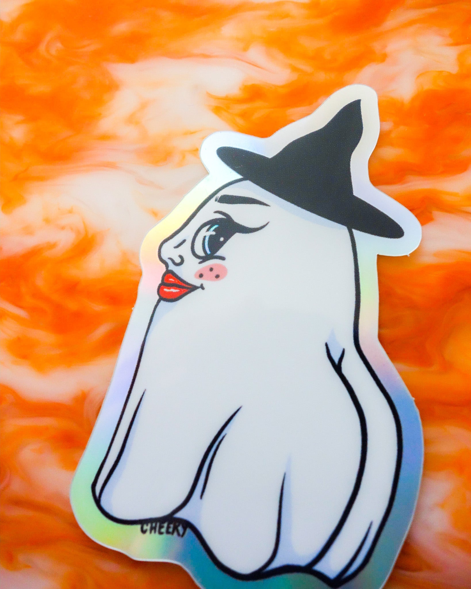 Spooky Holo Ghost Vinyl Sticker - Cheeky Art Studio