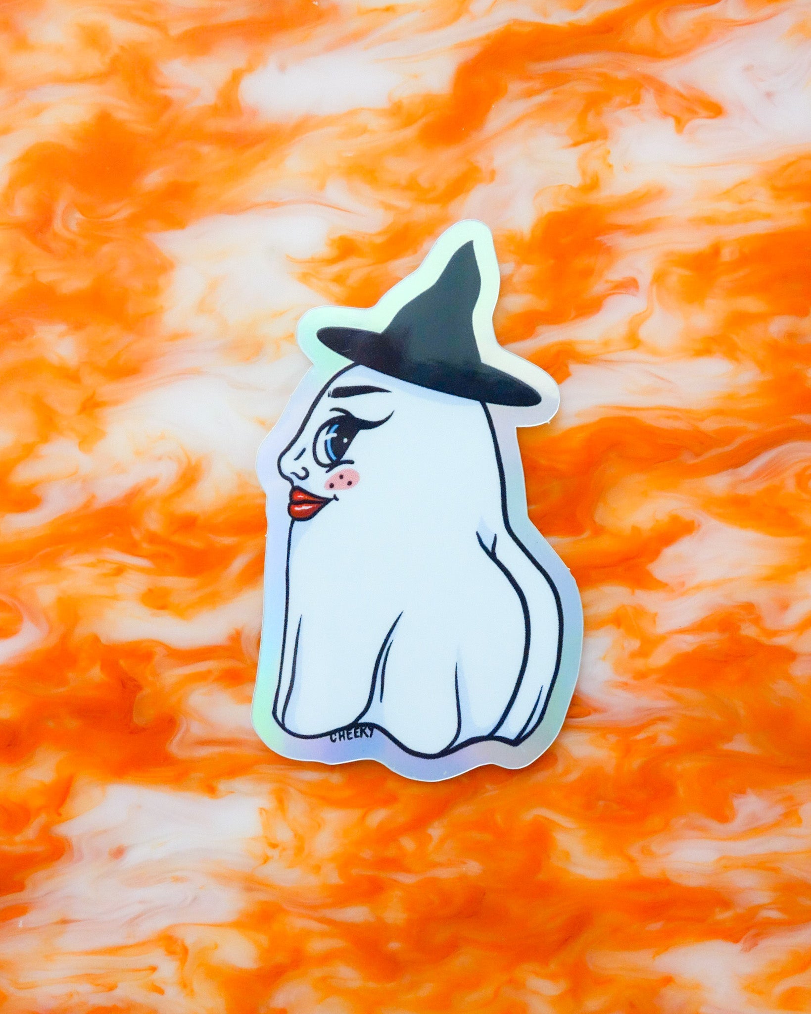 Spooky Holo Ghost Vinyl Sticker - Cheeky Art Studio - allison thompson - allisthompson - art - Electronics Stickers & Decals - Portland, Oregon - Asian American Artist
