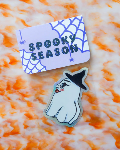 Spooky Holo Ghost Vinyl Sticker - Cheeky Art Studio